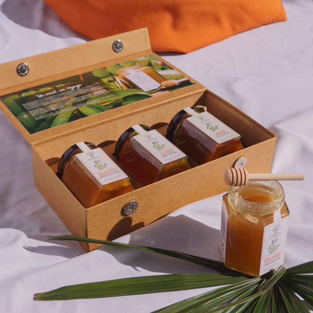 La Collection de 3 Miels 250g BIO - en situation
