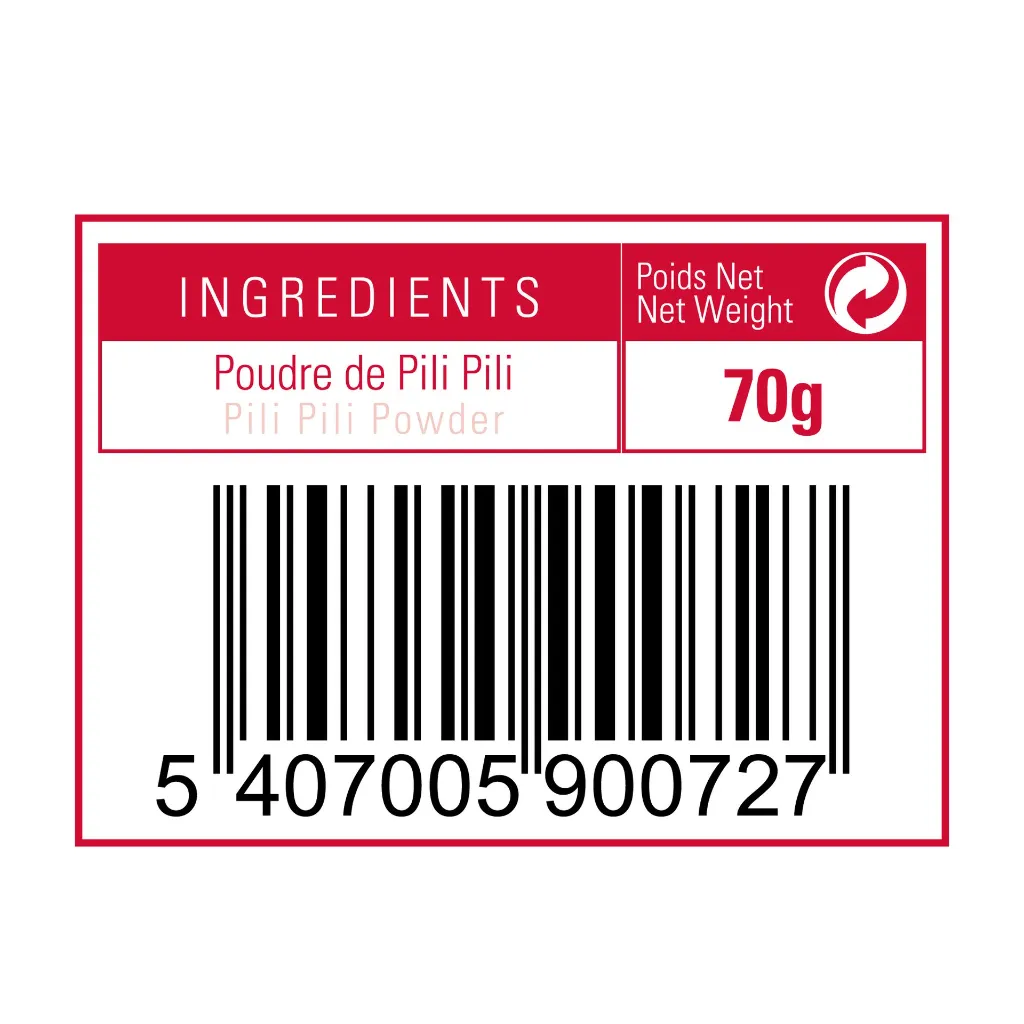 Pili Pili en Poudre (70g) - étiquette