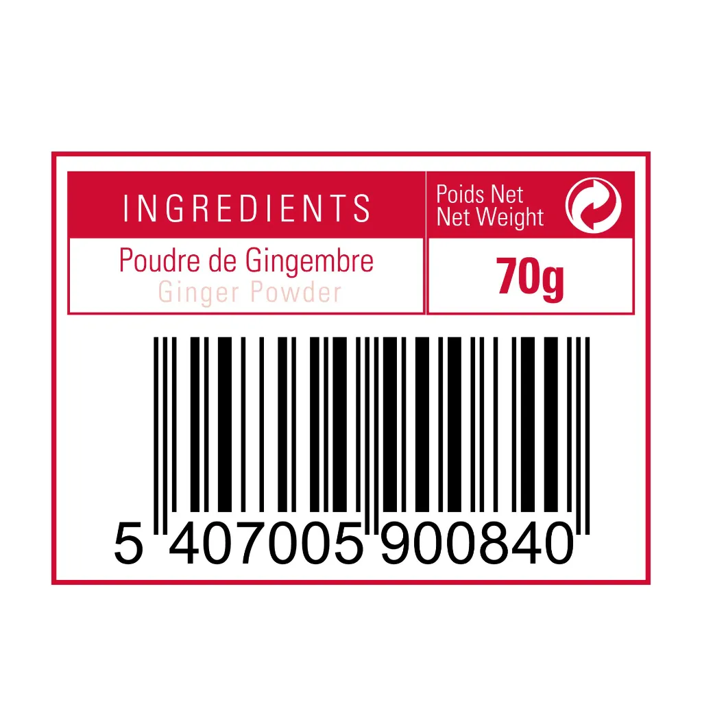 Gingembre en poudre (70g) - étiquette