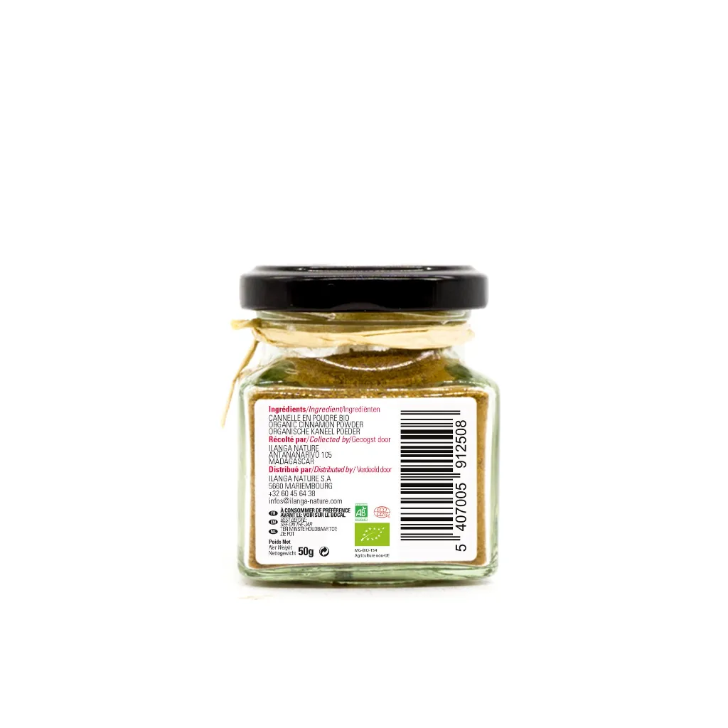 Cannelle en Poudre - BIO (50g) - dos de l'emballage