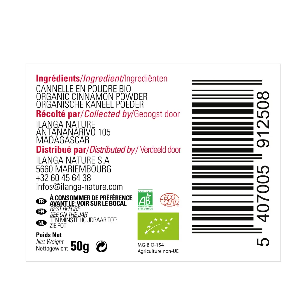 Cannelle en Poudre - BIO (50g) - étiquette