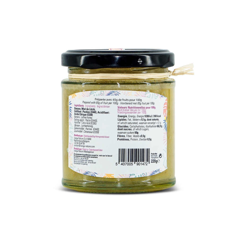 La confiture de banane 220g vue de dos
