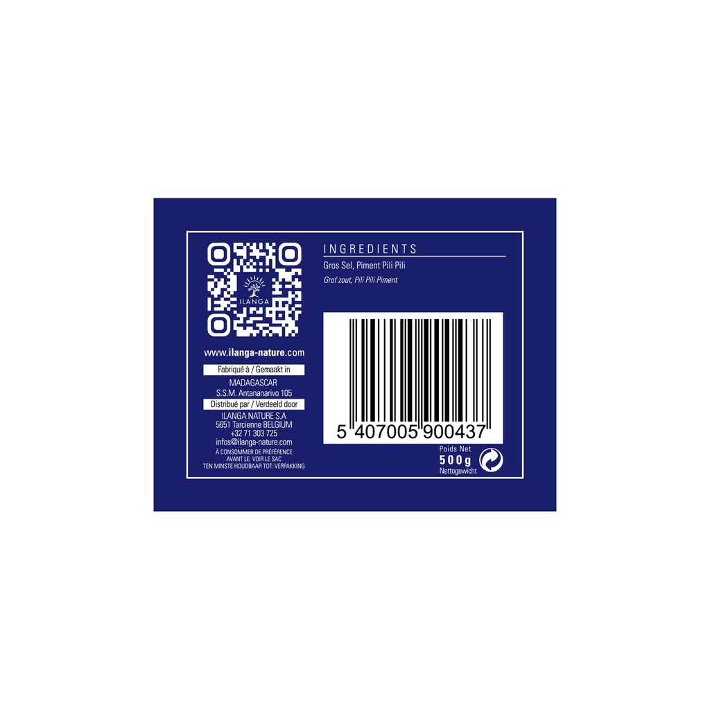 Etiquette du Gros Sel au Pili Pili 500g
